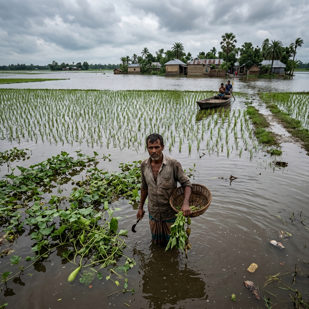 বন্যা ৮৭৮ কোটি টাকার ফসলের ক্ষতি, অর্ধেকই সবজি