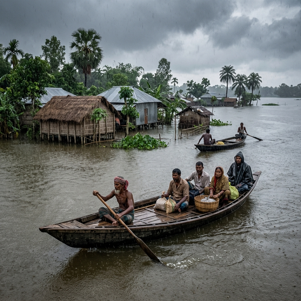 দেশজুড়ে বর্ষার তীব্রতা, বন্যাকবলিত বিস্তীর্ণ এলাকা